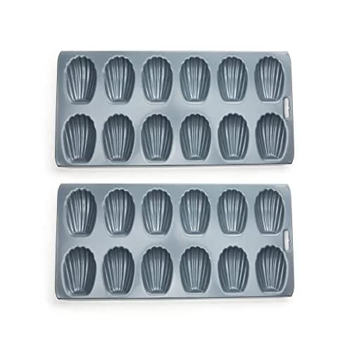Fox Run Premium Non-Stick Madeleine Pan, Set of 2, 12 Cup Shell Cookie Pans | Heavy Duty Carbon Steel, Even Heat, Easy Release thumbnail 1
