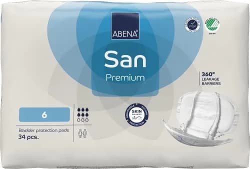 Abena San Premium Incontinence Pads Size 6 | Moderate Absorbency, 34 Count, Breathable & Odor Control thumbnail 1