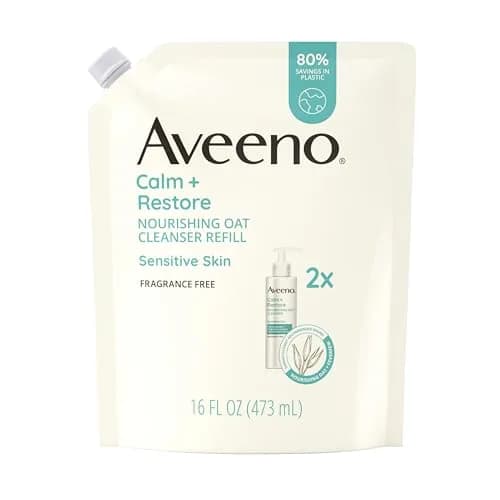 Aveeno Calm + Restore Nourishing Oat Facial Cleanser Refill Pouch 473ml (16 fl. oz) | Gentle Gel Face Wash for Sensitive Skin thumbnail 1