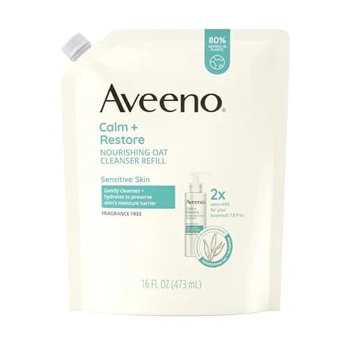 Aveeno Calm + Restore Nourishing Oat Facial Cleanser Refill Pouch 473ml (16 fl. oz) | Gentle Gel Face Wash for Sensitive Skin thumbnail 7