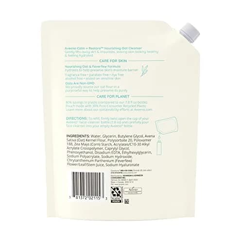 Aveeno Calm + Restore Nourishing Oat Facial Cleanser Refill Pouch 473ml (16 fl. oz) | Gentle Gel Face Wash for Sensitive Skin thumbnail 9