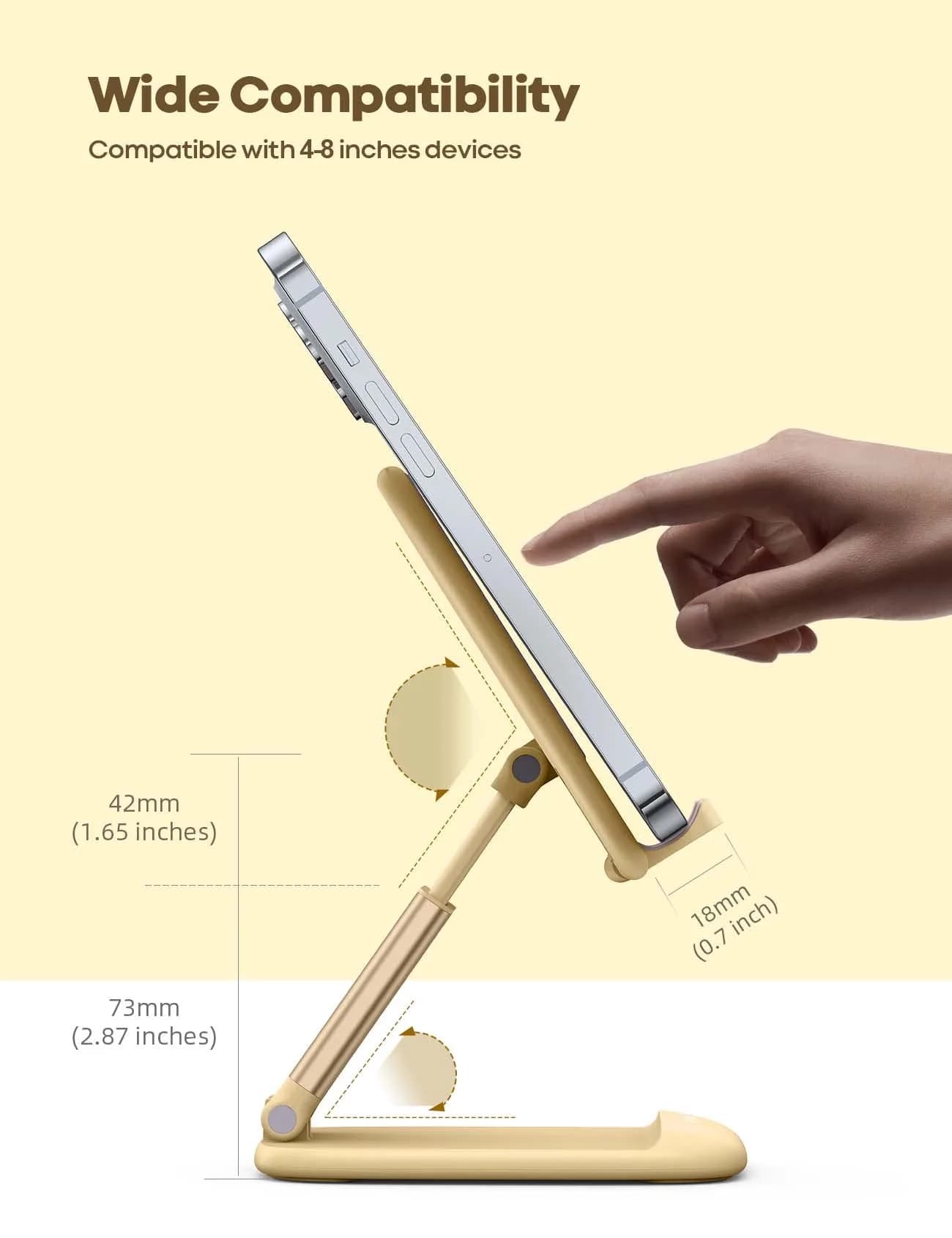 Lamicall Yellow Portable Phone Stand | Adjustable Height & Angle Desk Accessory - view 5