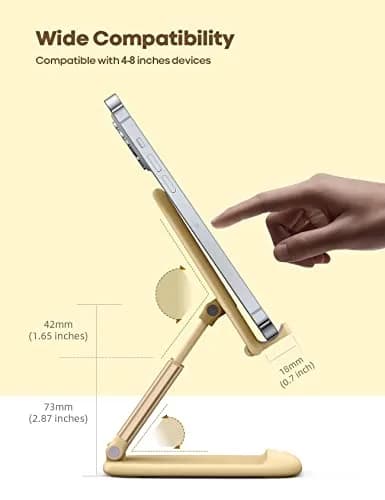 Lamicall Yellow Phone Stand for Desk, Foldable Desk Telephone Stand Holder | Adjustable Height & Angle, Portable Metal Base thumbnail 5