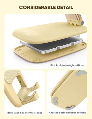 Lamicall Yellow Phone Stand for Desk, Foldable Desk Telephone Stand Holder | Adjustable Height & Angle, Portable Metal Base thumbnail 6