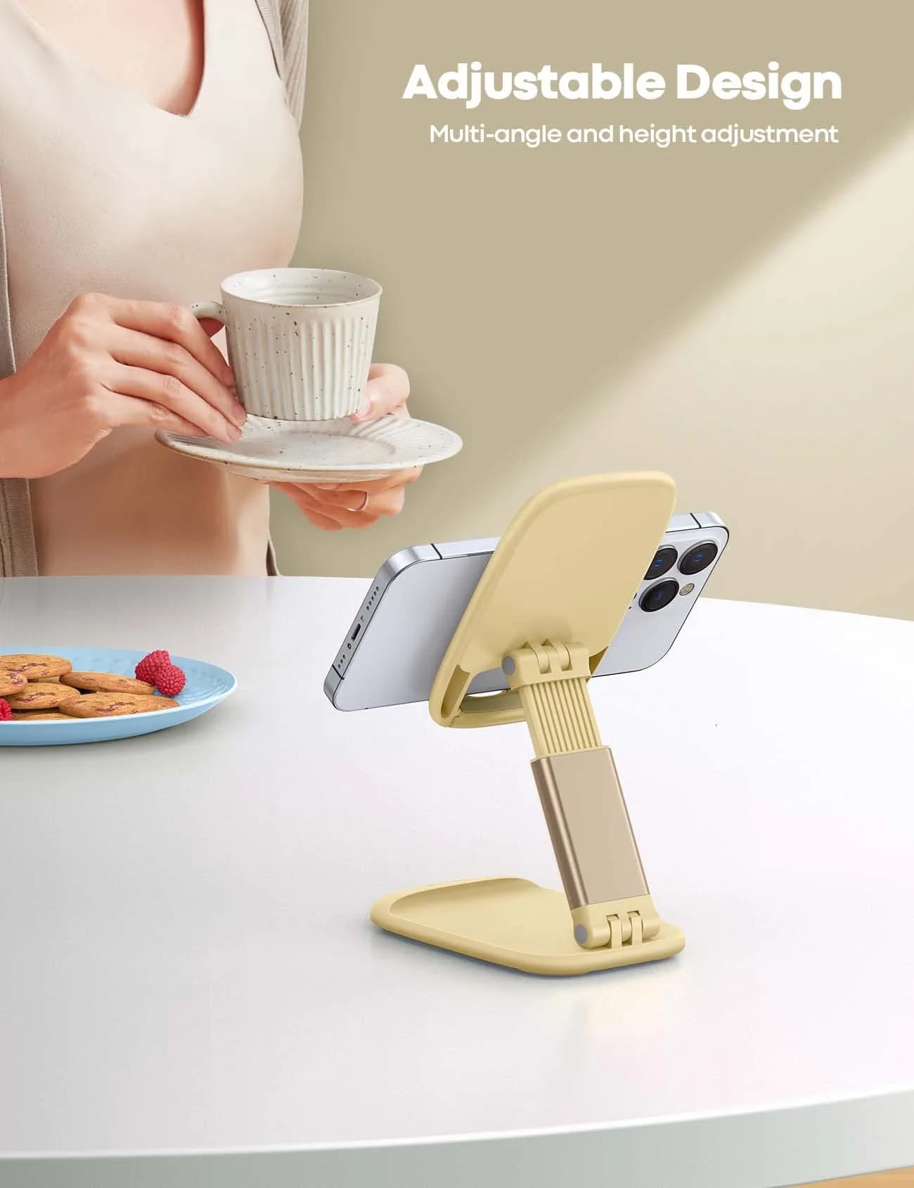 Lamicall Yellow Portable Phone Stand | Adjustable Height & Angle Desk Accessory - view 2