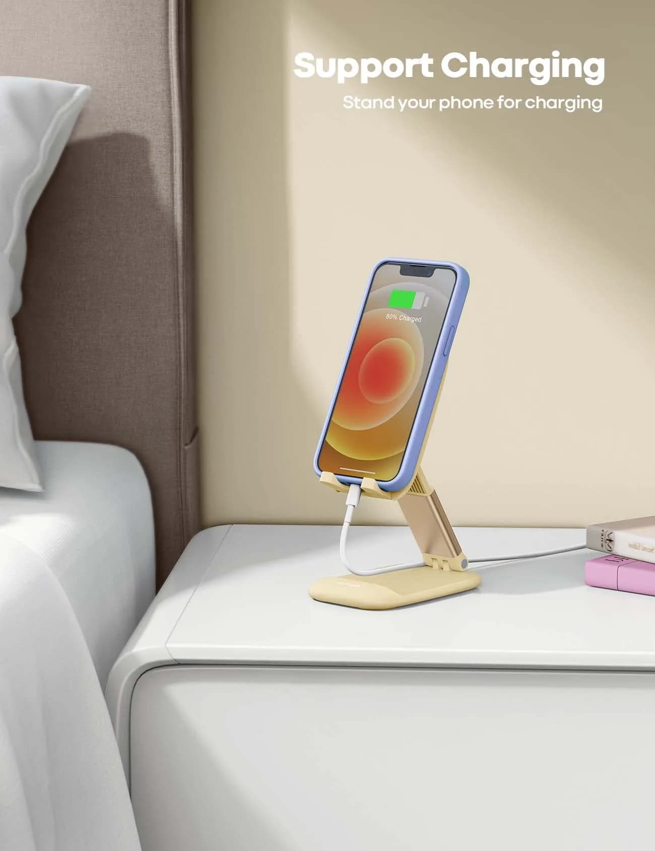Lamicall Yellow Portable Phone Stand | Adjustable Height & Angle Desk Accessory - view 3