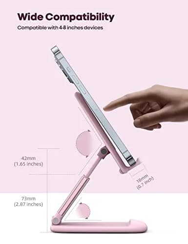 Lamicall Pink Phone Holder, Desk Accessories - Rose Gold Office Stand, Adjustable & Foldable (4-8 inch phones) thumbnail 5