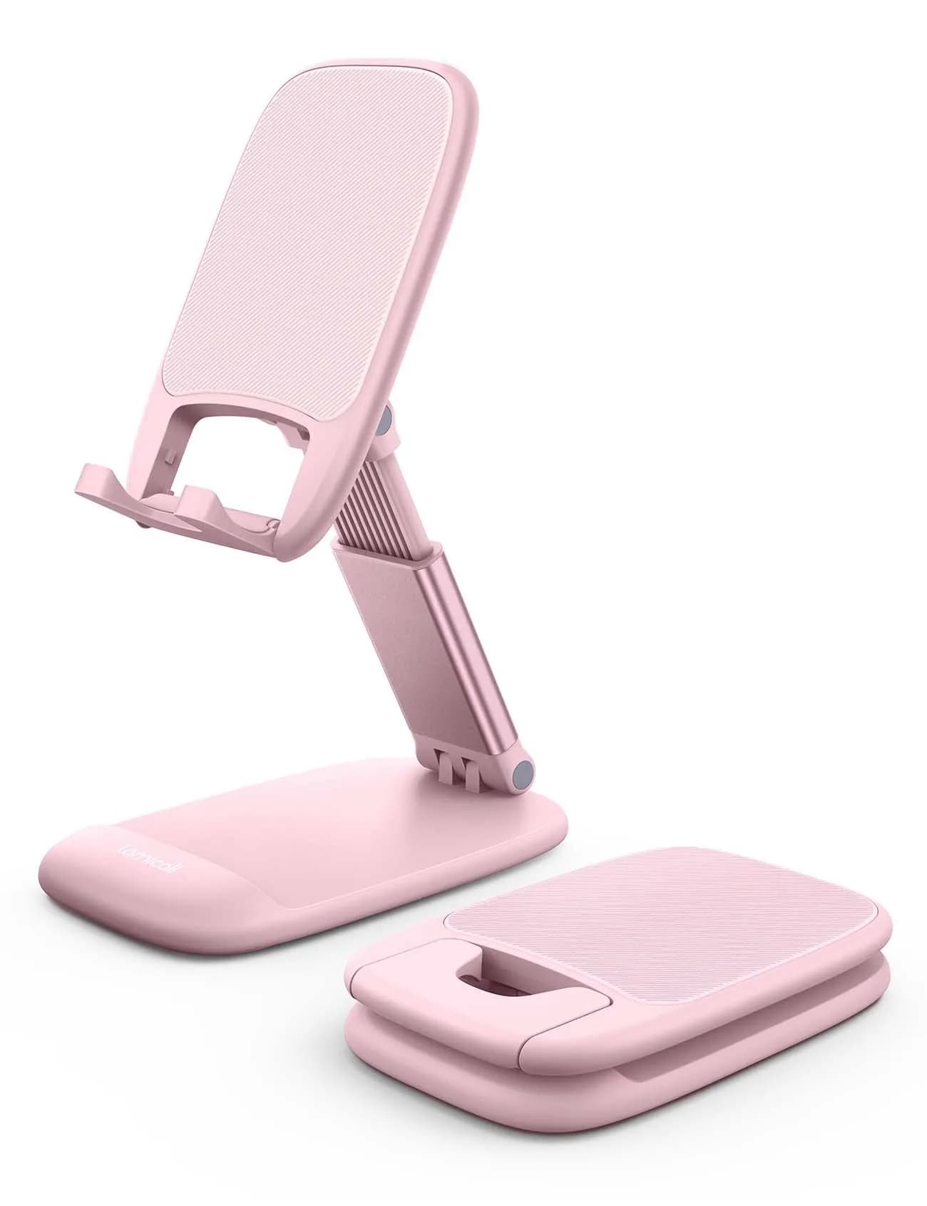Lamicall Blue Cell Phone Stand for 4-8'' Smartphone | Adjustable Height & Angle Desk Accessory — Pink