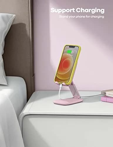 Lamicall Pink Phone Holder, Desk Accessories - Rose Gold Office Stand, Adjustable & Foldable (4-8 inch phones) thumbnail 3