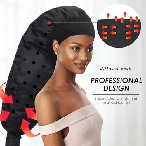 TEPENAR Hair Dryer Bonnet Attachment: Extra Large Hood, Adjustable, Fast Drying, for Curly Hair, Black | Portable & Handsfree thumbnail 4