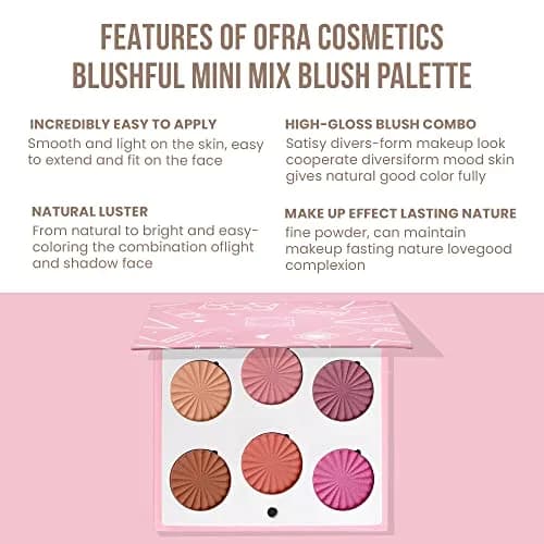 Ofra Mini Mix Face Palette Blushful with Blush & Highlighter | Liquid-to-Baked Shades for All Skin Tones thumbnail 4