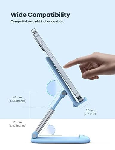 Lamicall Blue Cell Phone Stand for 4-8'' Smartphone | Adjustable Height & Angle Desk Accessory thumbnail 5