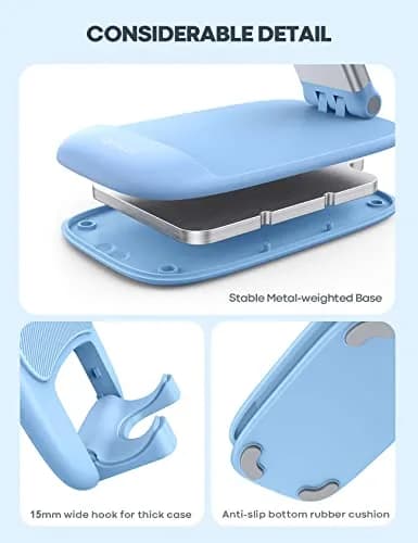 Lamicall Blue Cell Phone Stand for 4-8'' Smartphone | Adjustable Height & Angle Desk Accessory thumbnail 6