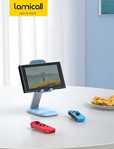 Lamicall Blue Cell Phone Stand for 4-8'' Smartphone | Adjustable Height & Angle Desk Accessory thumbnail 7