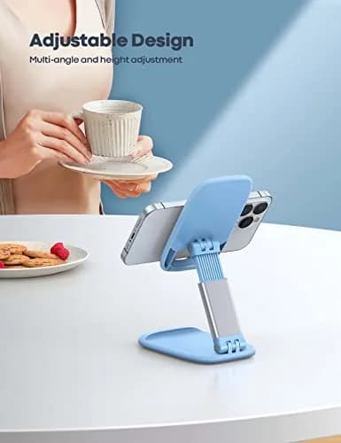 Lamicall Blue Cell Phone Stand for 4-8'' Smartphone | Adjustable Height & Angle Desk Accessory thumbnail 2