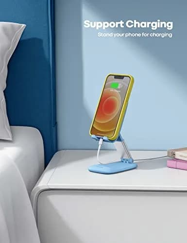 Lamicall Blue Cell Phone Stand for 4-8'' Smartphone | Adjustable Height & Angle Desk Accessory thumbnail 3