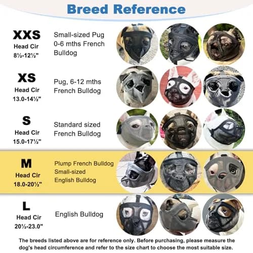 BARKLESS French Bulldog Muzzle Size M (18-20.5'' Head) | Breathable Mesh Short Snout Dog Muzzle for Panting & Grooming thumbnail 5