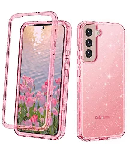 Btscase Pink Glitter Marble Case for Samsung Galaxy S22 5G 6.1 Inch | 3-Layer Shockproof Protection thumbnail 1