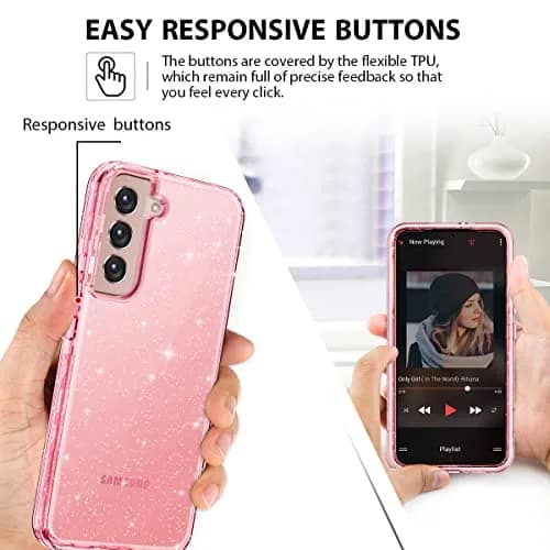Btscase Pink Glitter Marble Case for Samsung Galaxy S22 5G 6.1 Inch | 3-Layer Shockproof Protection thumbnail 6