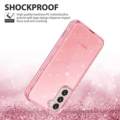 Btscase Pink Glitter Marble Case for Samsung Galaxy S22 5G 6.1 Inch | 3-Layer Shockproof Protection thumbnail 3