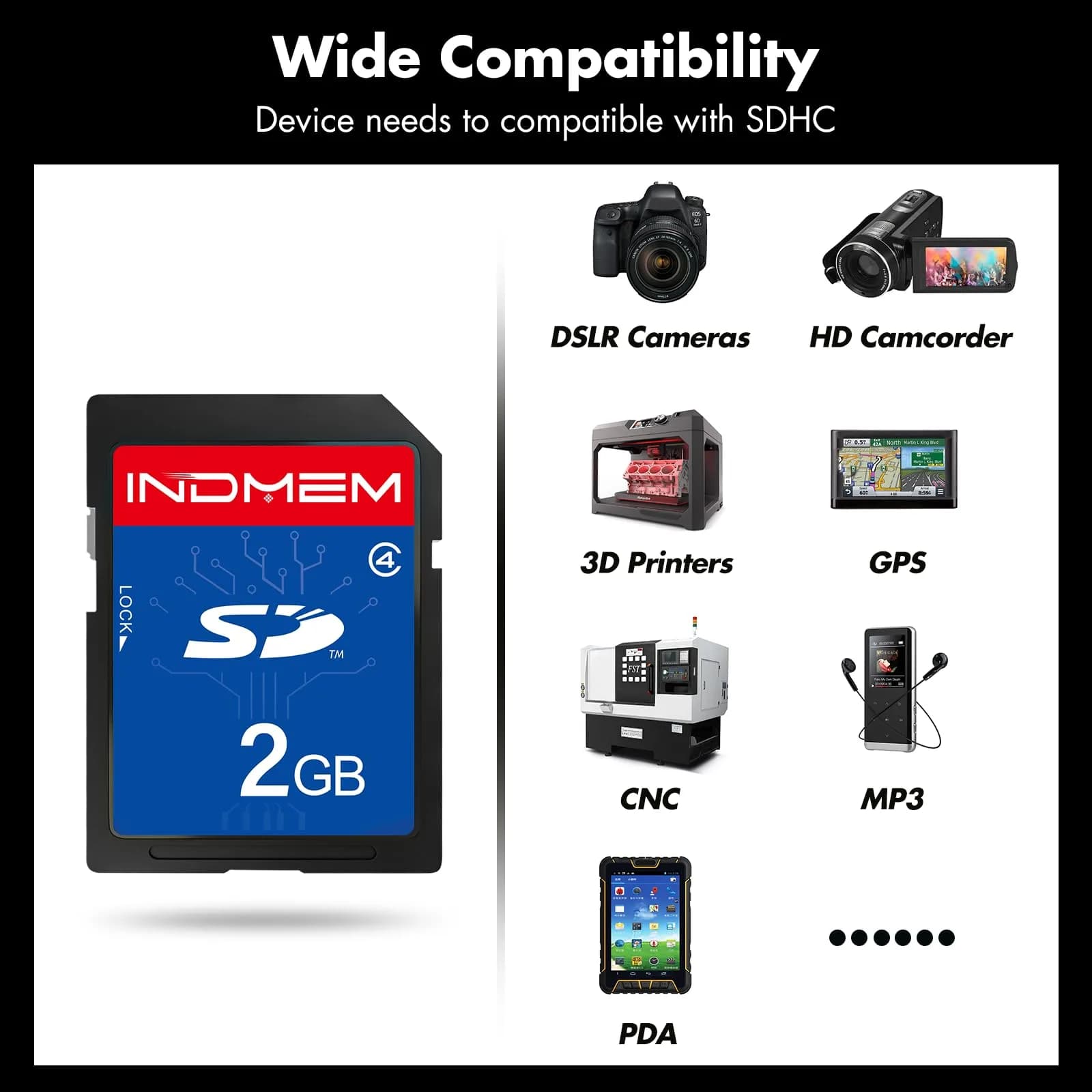 INDMEM 2GB SD Card Class 4 | SLC Speed, Made in Japan - view 5
