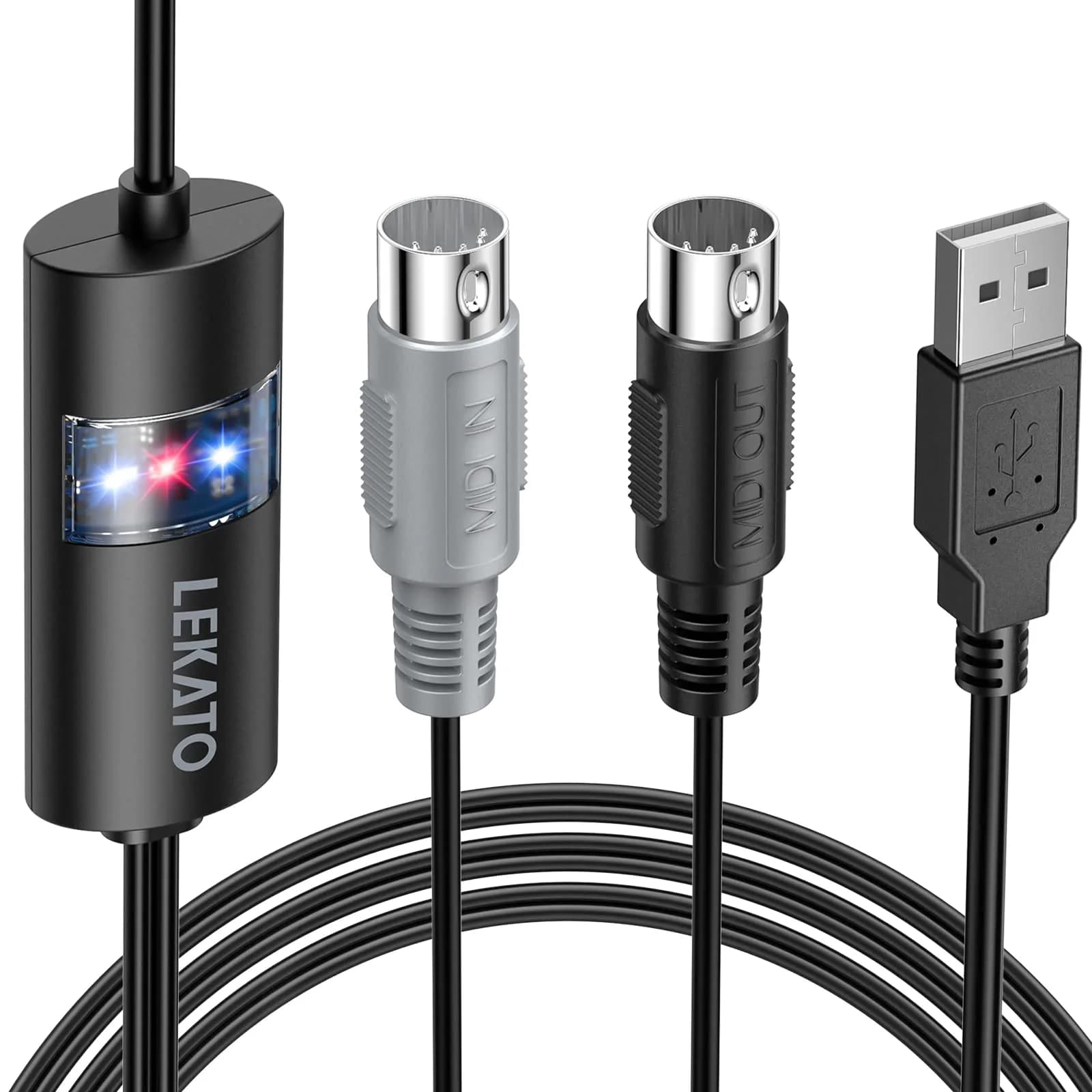 LEKATO USB MIDI Cable Controller 6.5ft | Plug & Play for Windows/Mac - main product image
