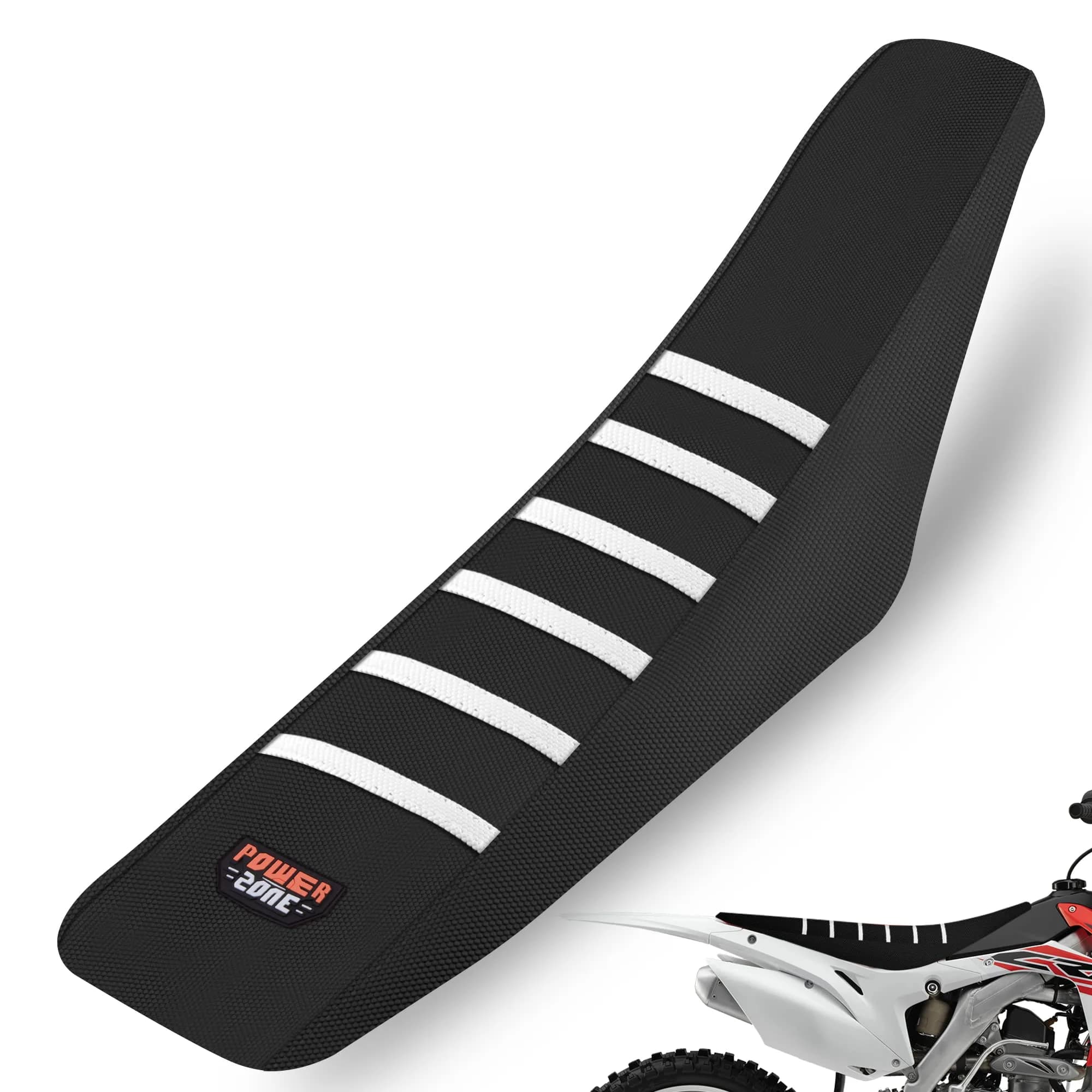 fewfuss White Stripe Motorcycle Seat Cover | Waterproof & Universal Fit in Black