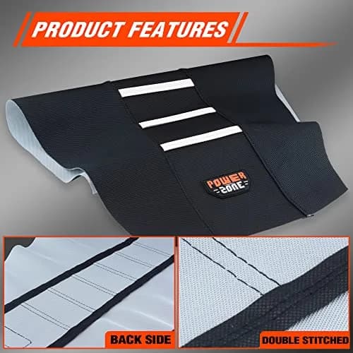 fewfuss White Stripe Motorcycle Seat Cover | Waterproof & Universal Fit in Black thumbnail 8