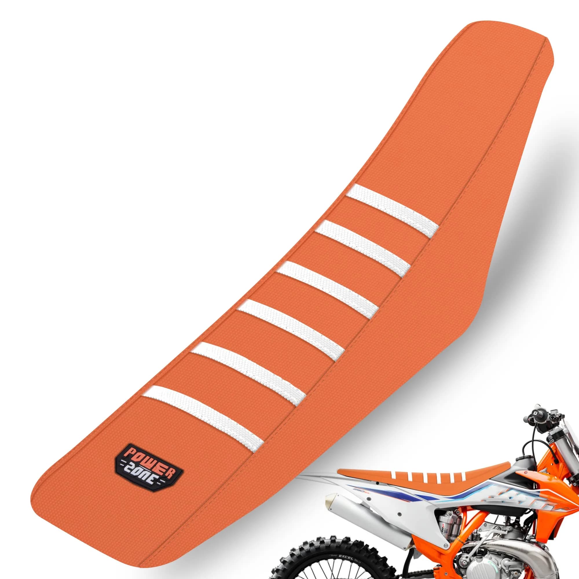 fewfuss Dirt Bike Seat Cover - Orange Striped Universal Seat Cover for Dirt Bike - Motorcycle Enduro Seat (One Size) — Orange