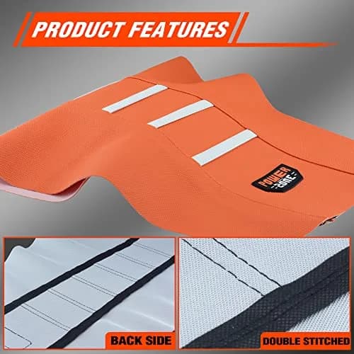 fewfuss Dirt Bike Seat Cover - Orange Striped Universal Seat Cover for Dirt Bike - Motorcycle Enduro Seat (One Size) thumbnail 8