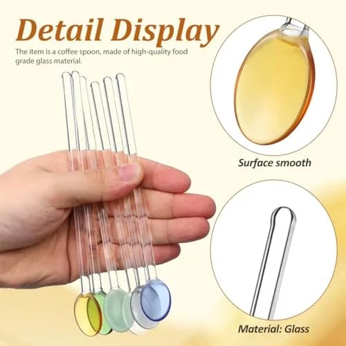 DOITOOL Glass Stirring Spoons Set of 6 Heat Resistant Long Handle Dessert and Coffee Spoons 13cm (5.1 Inch) | Elegant Design for Cocktails, Tea, Espresso thumbnail 5