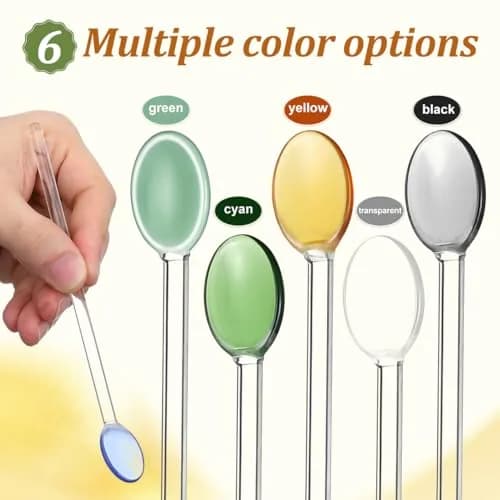 DOITOOL Glass Stirring Spoons Set of 6 Heat Resistant Long Handle Dessert and Coffee Spoons 13cm (5.1 Inch) | Elegant Design for Cocktails, Tea, Espresso thumbnail 6