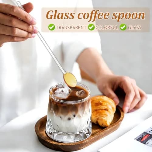 DOITOOL Glass Stirring Spoons Set of 6 Heat Resistant Long Handle Dessert and Coffee Spoons 13cm (5.1 Inch) | Elegant Design for Cocktails, Tea, Espresso thumbnail 7