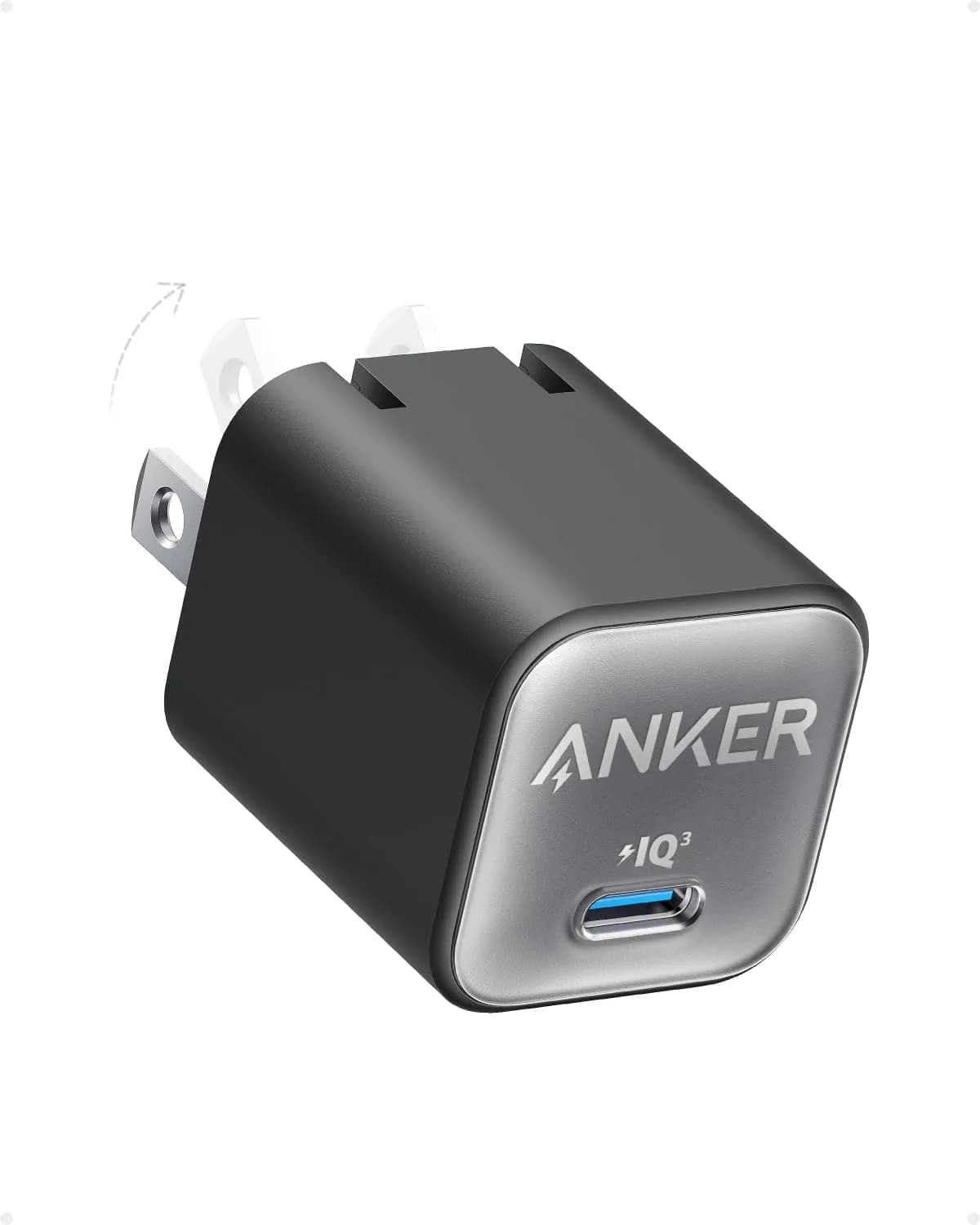 Anker Nano 3 30W GaN USB C Charger | Phantom Black, 28.5mm x 28.5mm x 35.5mm - main product image