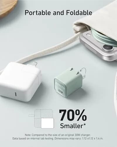 Anker Nano 3 30W GaN USB C Charger | Phantom Black, 28.5mm x 28.5mm x 35.5mm thumbnail 4