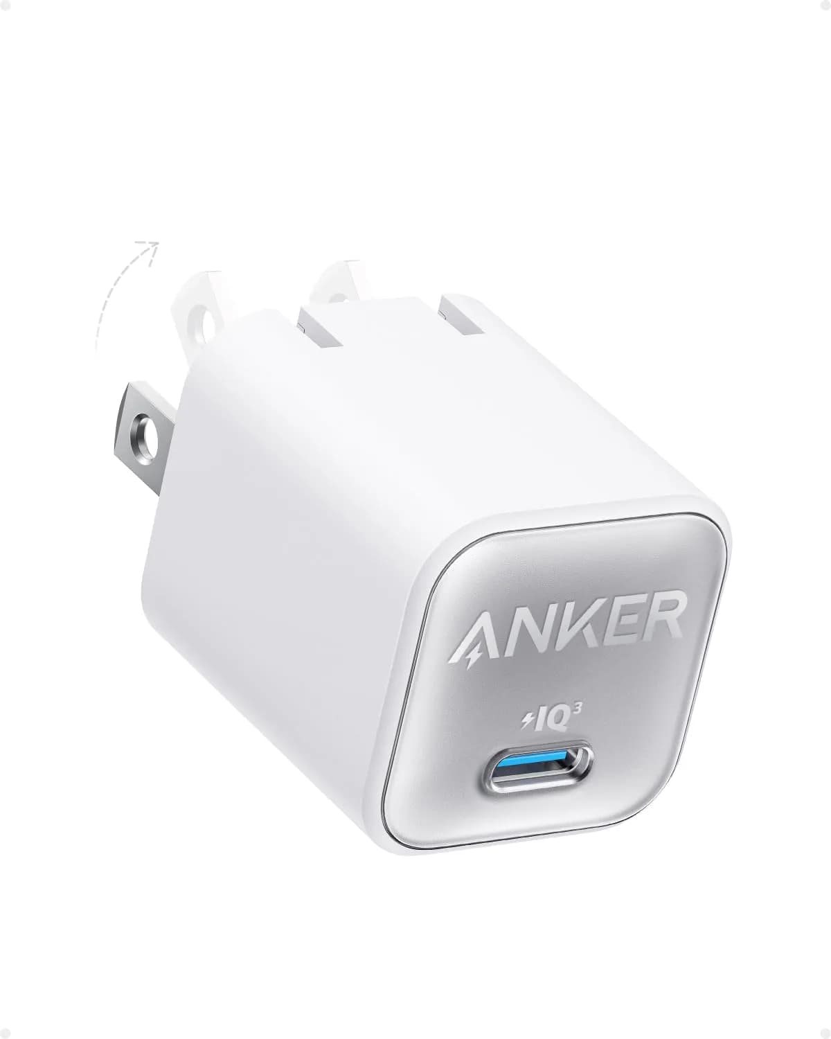 Anker Nano 3 30W GaN Charger | 28.5mm x 35.5mm x 28.5mm (1.12" x 1.4" x 1.12") | 220V Compatible Fast Charging Adapter