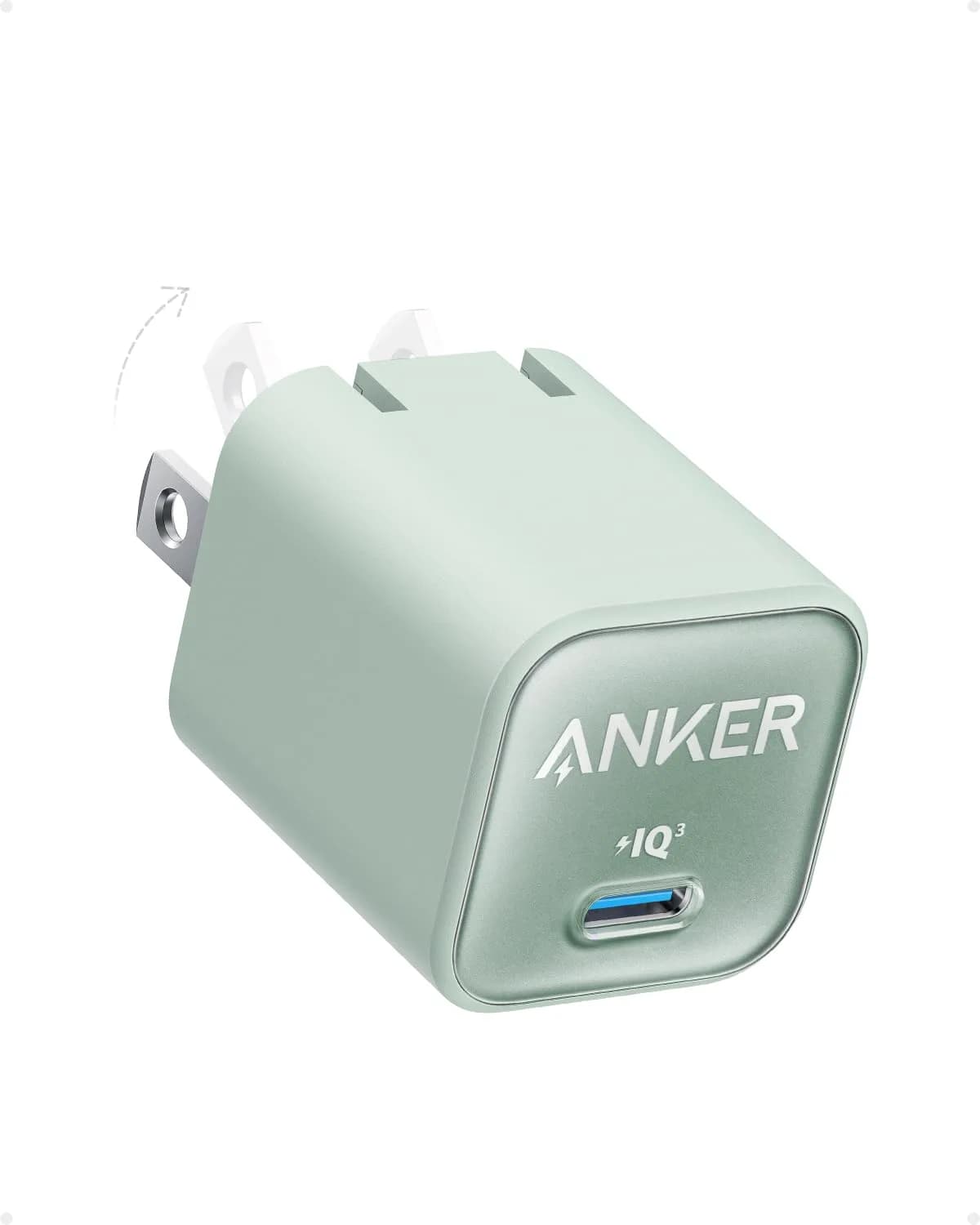 Anker Nano 3 30W GaN USB C Charger | Phantom Black, 28.5mm x 28.5mm x 35.5mm — green
