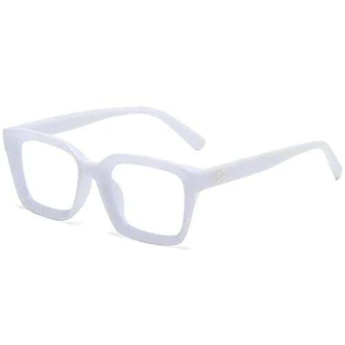 EYLRIM Classic Thick Square Frame Eyeglasses for Women Men Non Prescription 50mm | Clear Lens, Unisex thumbnail 1
