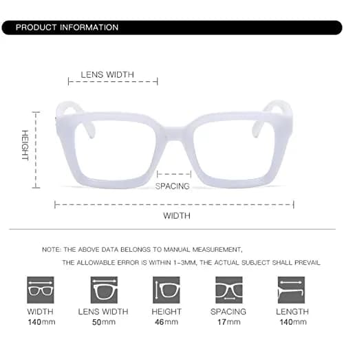 EYLRIM Classic Thick Square Frame Eyeglasses for Women Men Non Prescription 50mm | Clear Lens, Unisex thumbnail 5