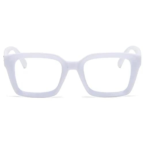 EYLRIM Classic Thick Square Frame Eyeglasses for Women Men Non Prescription 50mm | Clear Lens, Unisex thumbnail 2