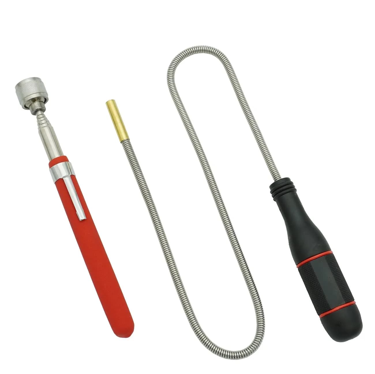 GUTIMORE Magnetic Snake Pickup, 25" Bendable 2LB Magnet Tool | Flexible Magnetic Pickup for Hard-to-Reach Places — Flex 1pc+Telescopic 1pc