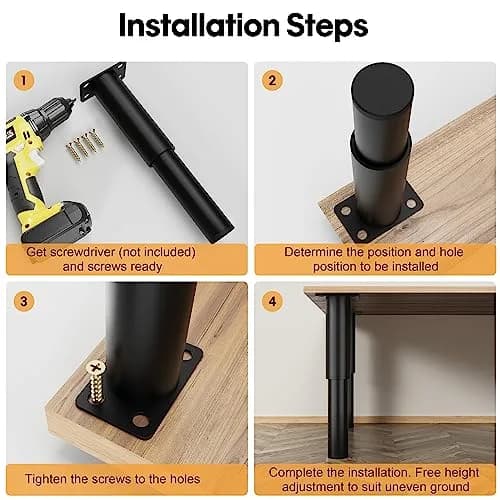 Wlrrcwdttc Metal Adjustable Furniture Legs 5.12-9.45 inch | Heavy Load Support thumbnail 4