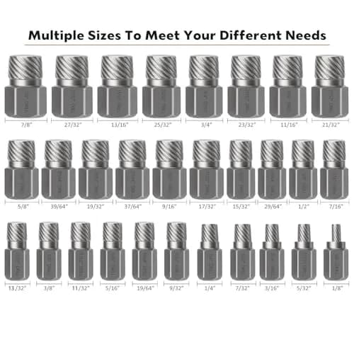 XEWEA 29PCS Screw Extractor Set Hex Head Multi-Spline, Bolt Extractor Kit | Durable Chrome Molybdenum Steel (70-120c) thumbnail 2