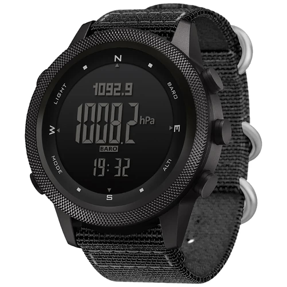 NORTH EDGE Apache 46mm Digital Watch for Men | Rugged Outdoor ABC Watch with Compass, Altimeter, Barometer & 50M Water Resistance — Apache 46MM Black Nylon Band