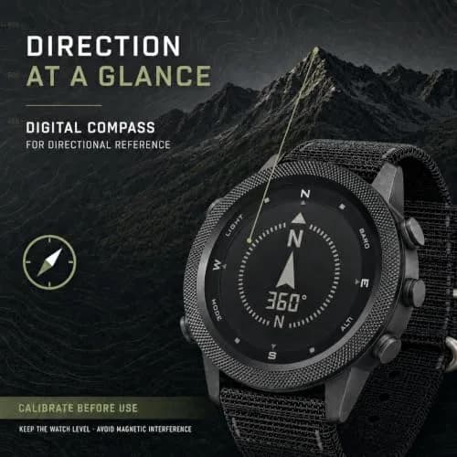 NORTH EDGE Apache 46mm Digital Watch for Men | Rugged Outdoor ABC Watch with Compass, Altimeter, Barometer & 50M Water Resistance thumbnail 5