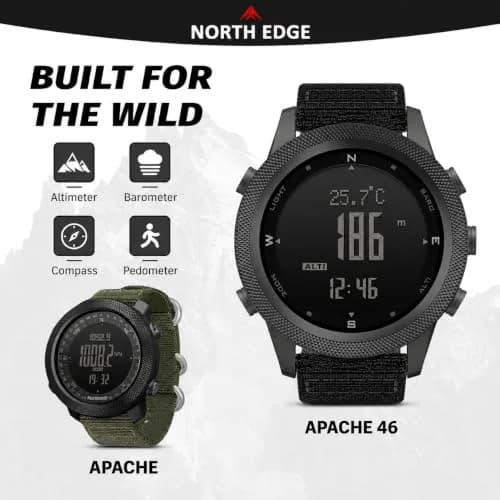 NORTH EDGE Apache 46mm Digital Watch for Men | Rugged Outdoor ABC Watch with Compass, Altimeter, Barometer & 50M Water Resistance thumbnail 3