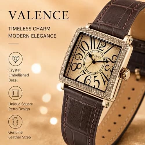 Valence Vintage Women Watch for Pragmatism | Classic Retro Style with Japanese Quartz (33mm×41mm, Brown Leather) thumbnail 5