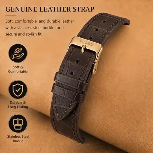 Valence Vintage Women Watch for Pragmatism | Classic Retro Style with Japanese Quartz (33mm×41mm, Brown Leather) thumbnail 6