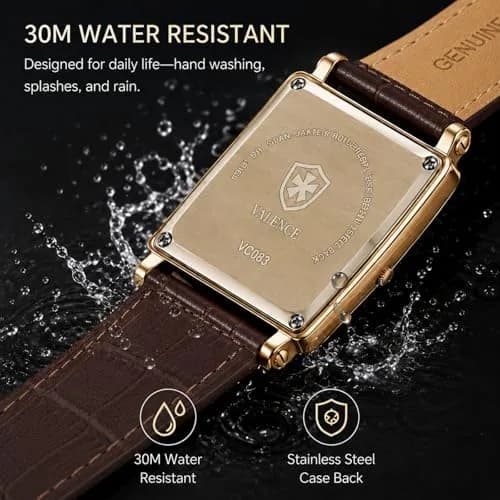 Valence Vintage Women Watch for Pragmatism | Classic Retro Style with Japanese Quartz (33mm×41mm, Brown Leather) thumbnail 9