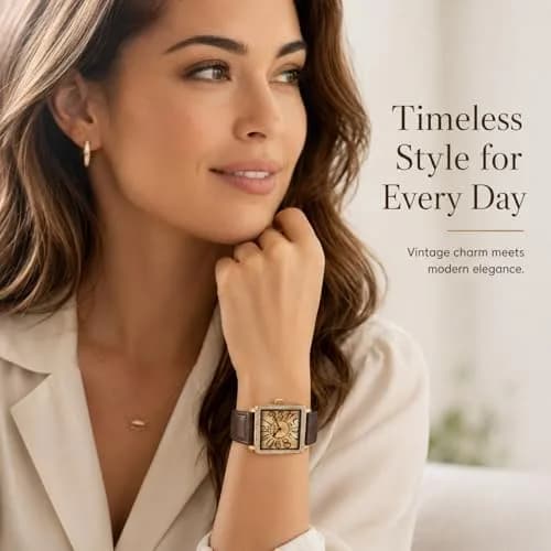 Valence Vintage Women Watch for Pragmatism | Classic Retro Style with Japanese Quartz (33mm×41mm, Brown Leather) thumbnail 2
